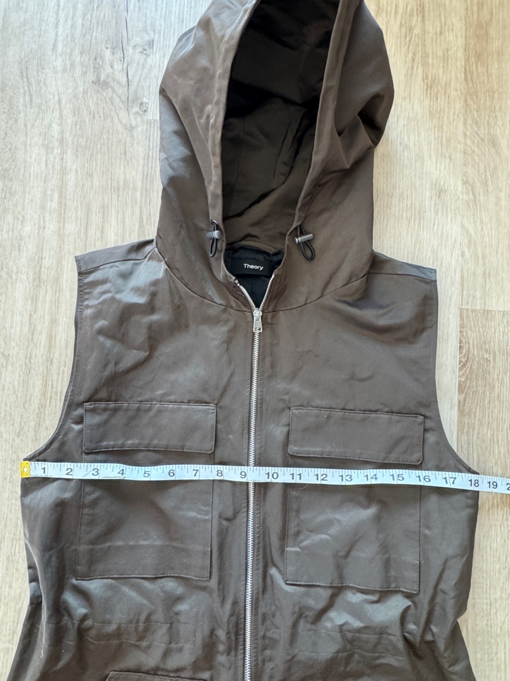 Theory Women’s Hooded Utility Vest - Dark Brown sz S - Picture 2 of 9